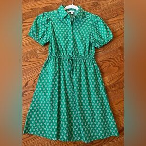 J.Crew green and white floral dress